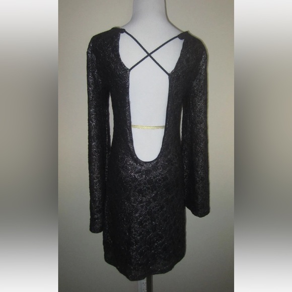 NIGHTCAP *Priscila* black metallic open back bodycon mini dress 3 M - Picture 4 of 6